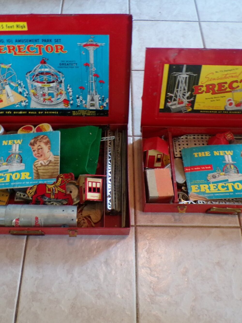 Part 2 of 3 Erector Sets 7 1/2 Engineer Set & 10 1/2 Amusement Park Set 30 LBS